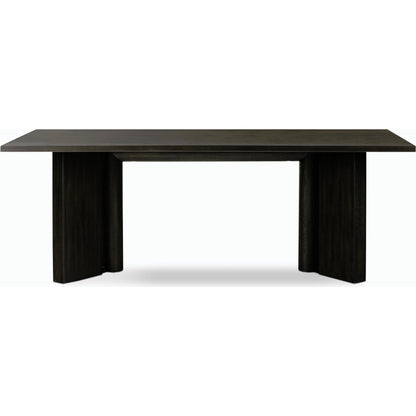 Huxley Dining Table 84" by Four Hands in smoked black veneer. Made from thick oak veneer, solid oak in a modern style.