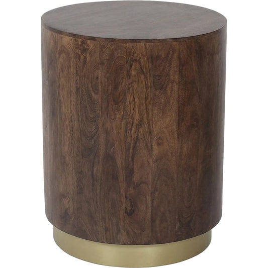 Form Side Table by LH Imports in brown and coffee, brass. Made from iron, mango wood in a unique style.