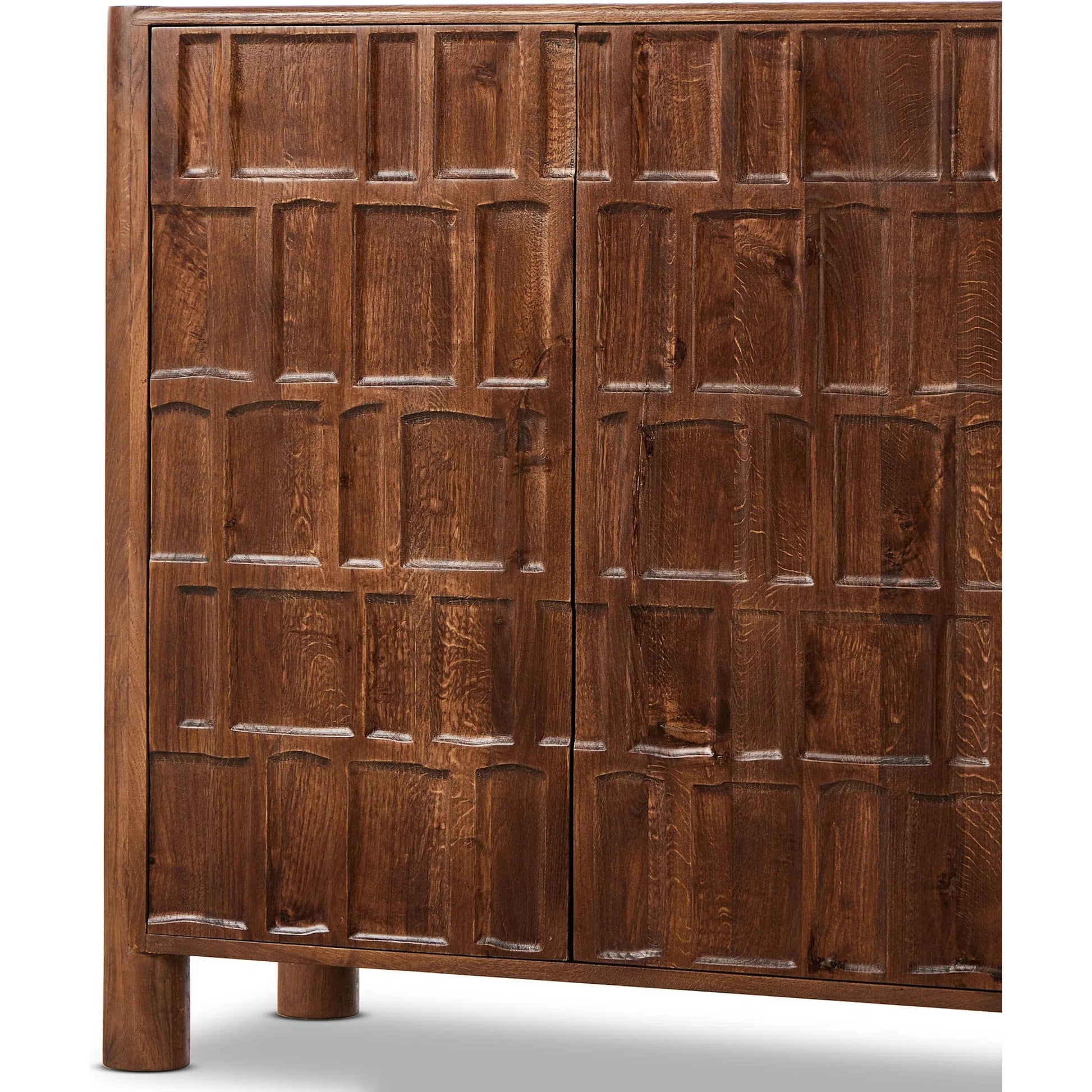Ezri Bar Cabinet by Four Hands in cocoa oak. Made from solid oak, solid mango in a unique style.