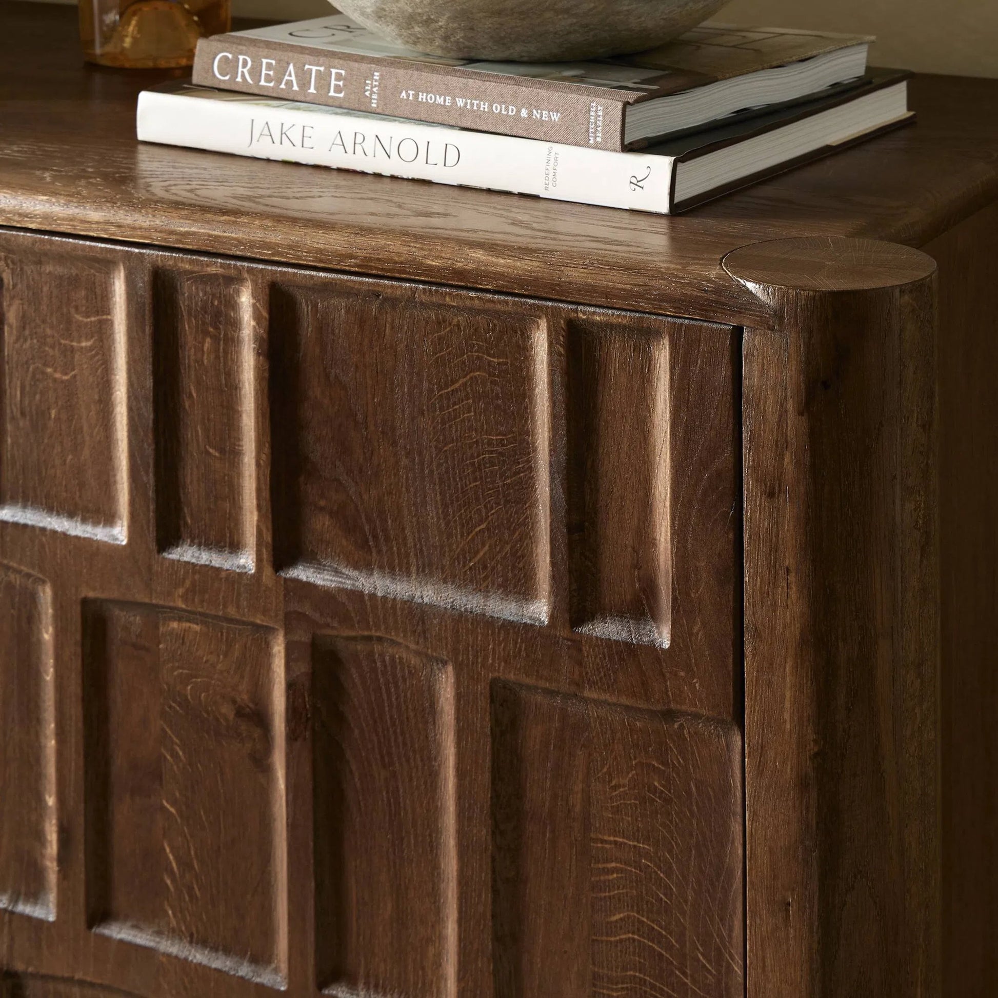 Ezri Bar Cabinet by Four Hands in cocoa oak. Made from solid oak, solid mango in a traditional style.