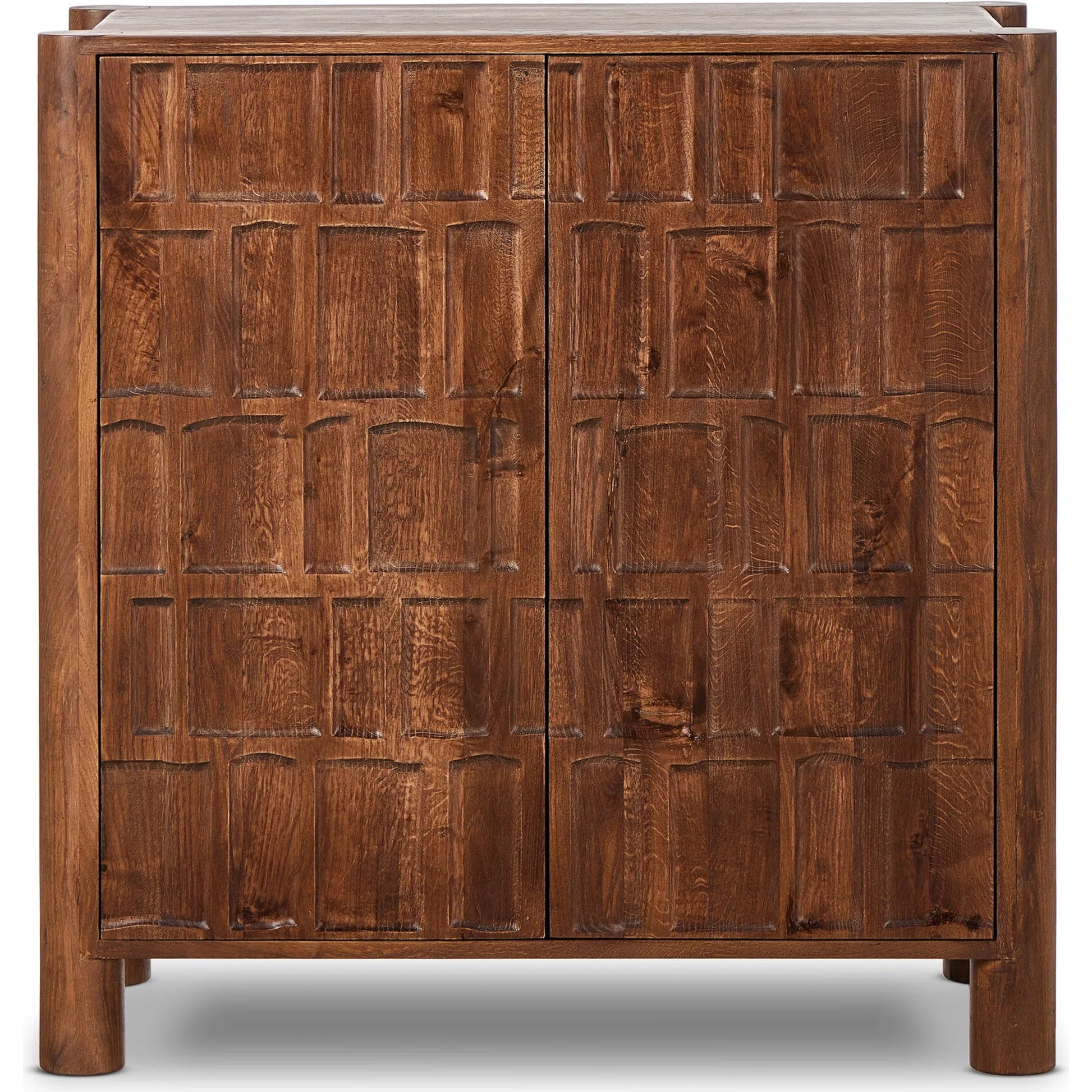 Ezri Bar Cabinet by Four Hands in cocoa oak. Made from solid oak, solid mango in a unique style.