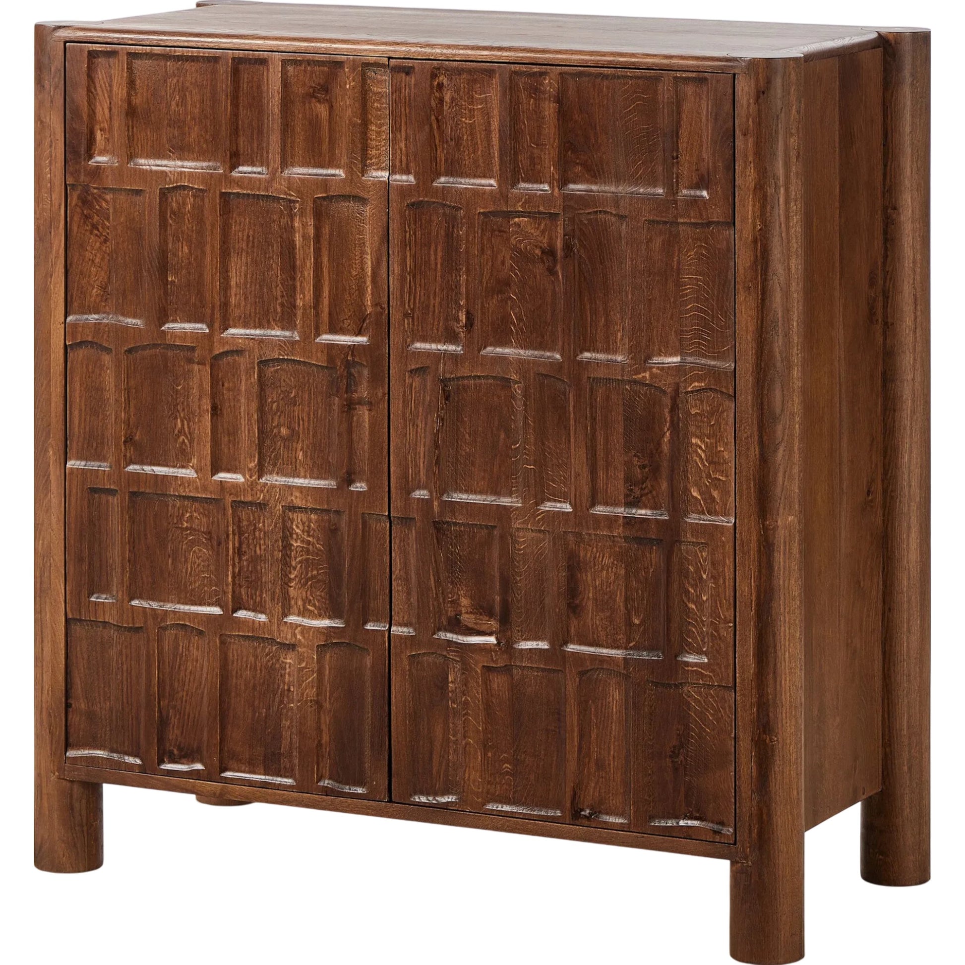 Ezri Bar Cabinet by Four Hands in cocoa oak. Made from solid oak, solid mango in a traditional style.