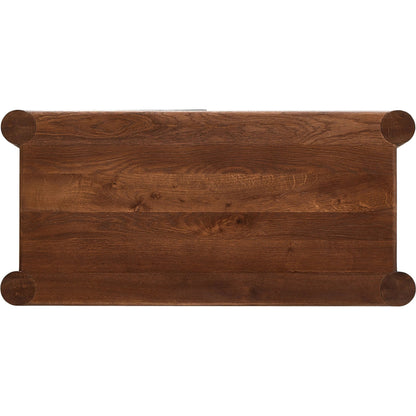 Ezri Bar Cabinet by Four Hands in cocoa oak. Made from solid oak, solid mango in a traditional style.