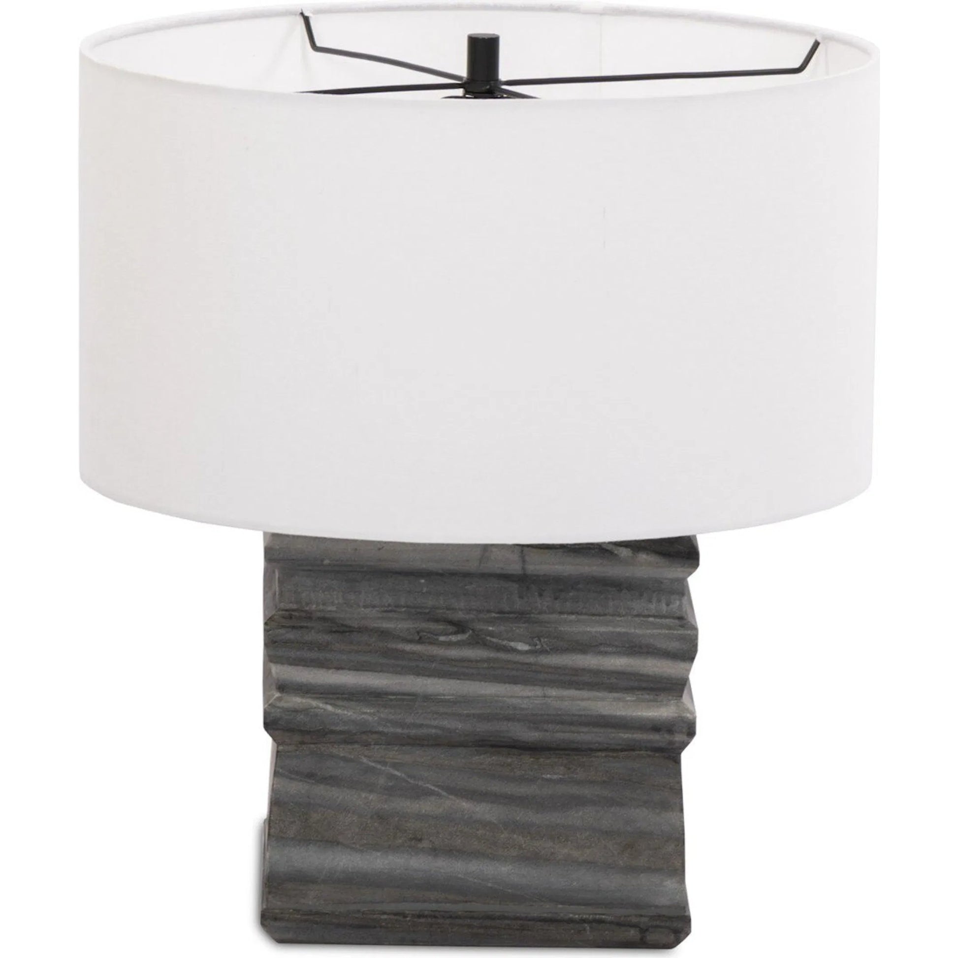 Cedric Table Lamp by Four Hands in slate grey marble, jet black. Made from solid marble, iron in a modern style.