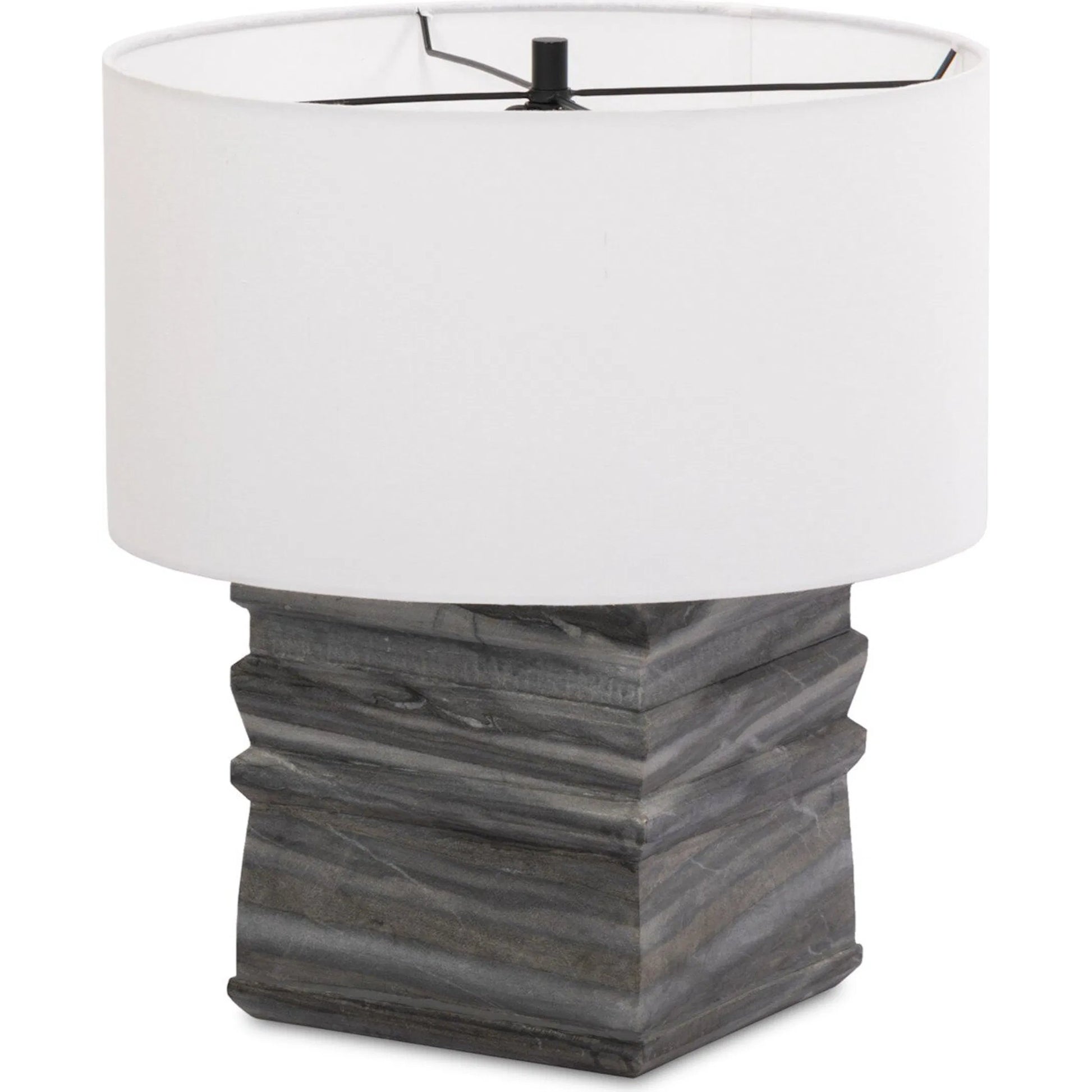 Cedric Table Lamp by Four Hands in slate grey marble, jet black. Made from solid marble, iron in a modern style.