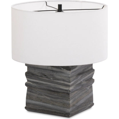 Cedric Table Lamp by Four Hands in slate grey marble, jet black. Made from solid marble, iron in a modern style.