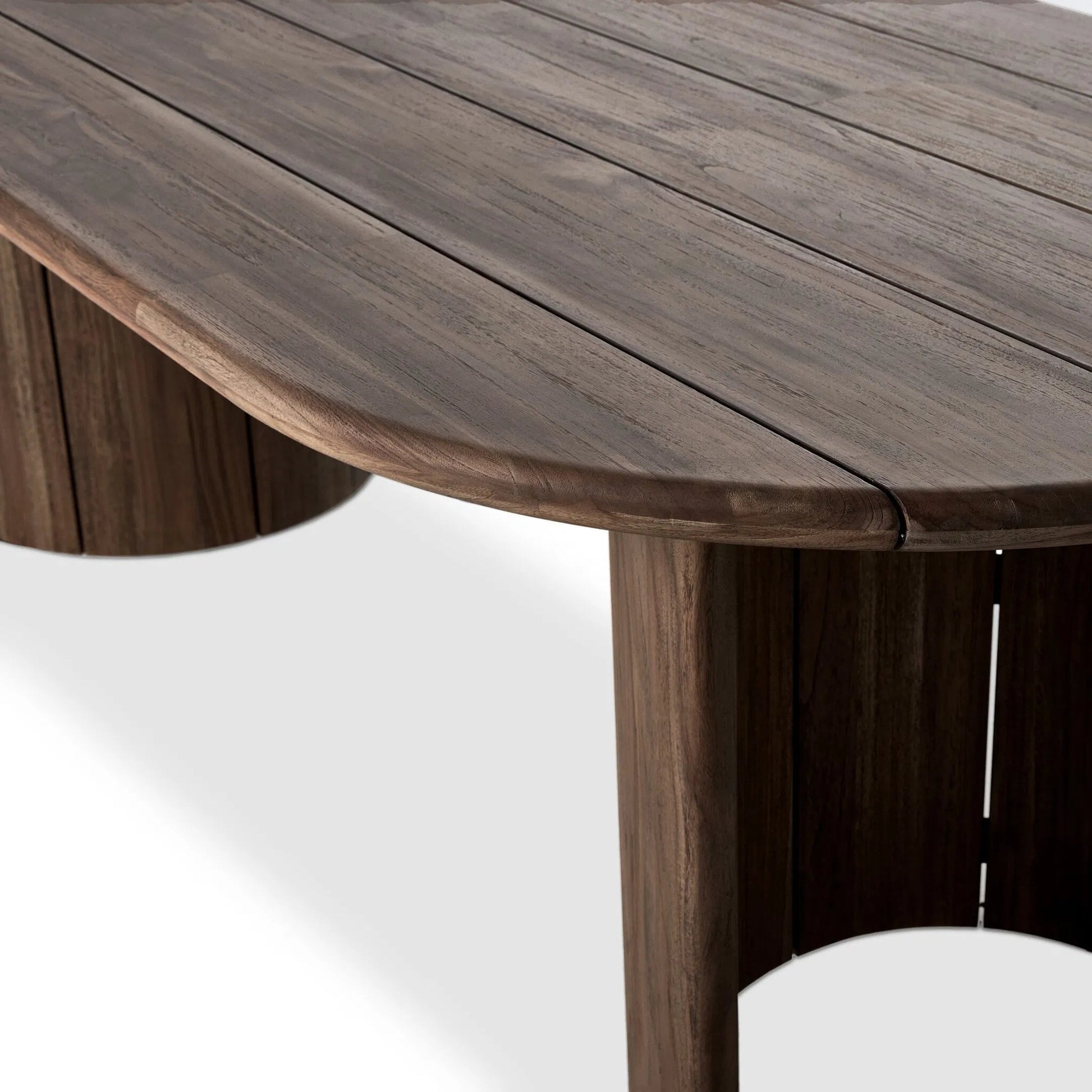 Paden Outdoor Dining Table by Four Hands in stained toasted brown-fsc. Made from solid fsc®-certified teak in a unique style.
