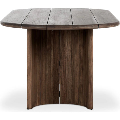 Paden Outdoor Dining Table by Four Hands in stained toasted brown-fsc. Made from solid fsc®-certified teak in a unique style.