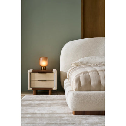 Botero Bed by Caracole in ivory and retro walnut. Made from unique in a transitional style.