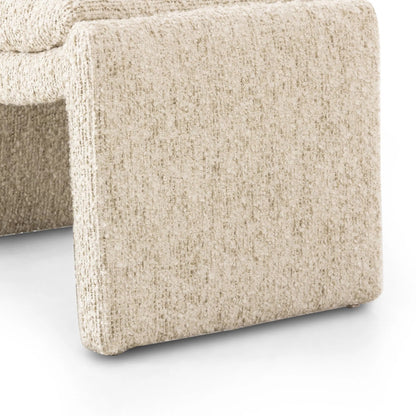Daniel Ottoman by Four Hands in ivan sand. Made from 60% acrylic, 33% cotton, 7% polyester in a transitional style.