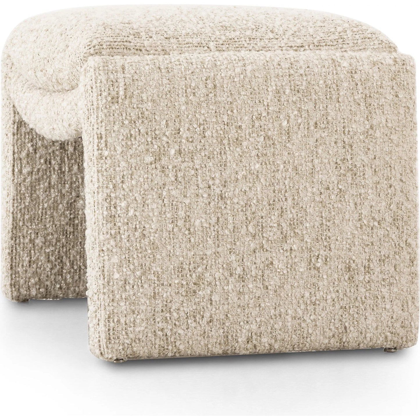 008 SI-2320040 | Closeup | Daniel Ottoman by Four Hands in ivan sand. Made from 60% acrylic, 33% cotton, 7% polyester in a transitional style.