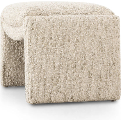 Daniel Ottoman by Four Hands in ivan sand. Made from 60% acrylic, 33% cotton, 7% polyester in a transitional style.