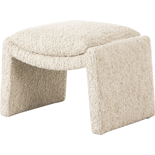 Daniel Ottoman by Four Hands in ivan sand. Made from 60% acrylic, 33% cotton, 7% polyester in a unique style.