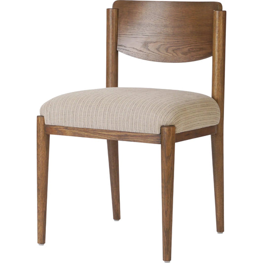 Piran Dining Chair by Four Hands in laine flint, washed oak. Made from 80% linen, 20% cotton, solid oak in a transitional style.