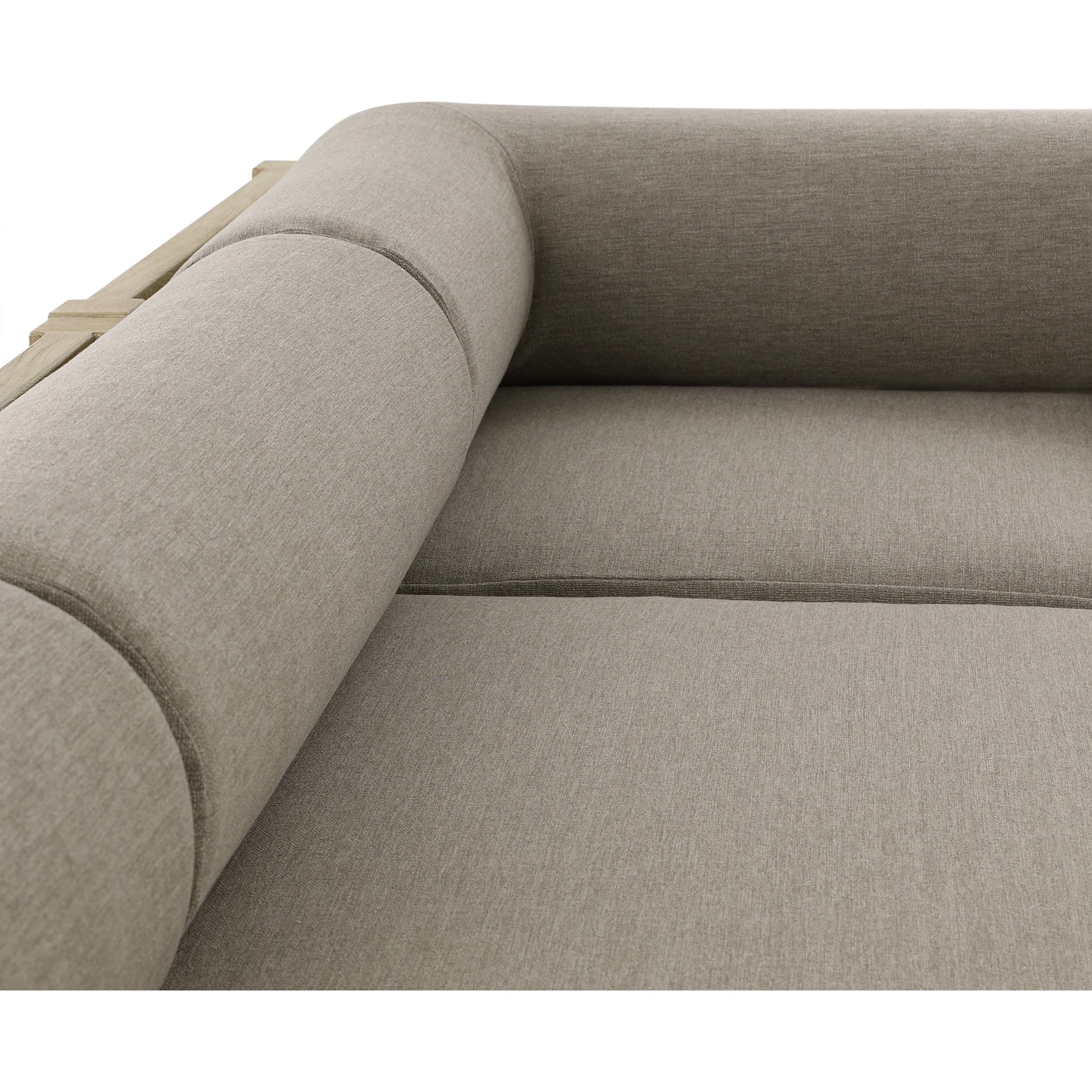 Laskin Outdoor 3-Piece Sectional by Four Hands in alessi fawn and washed brown. Made from 100% polypropylene, solid fsc®-certified teak, 91% polyurethane foam pad, 9% polyester fiber batting in a modern style.