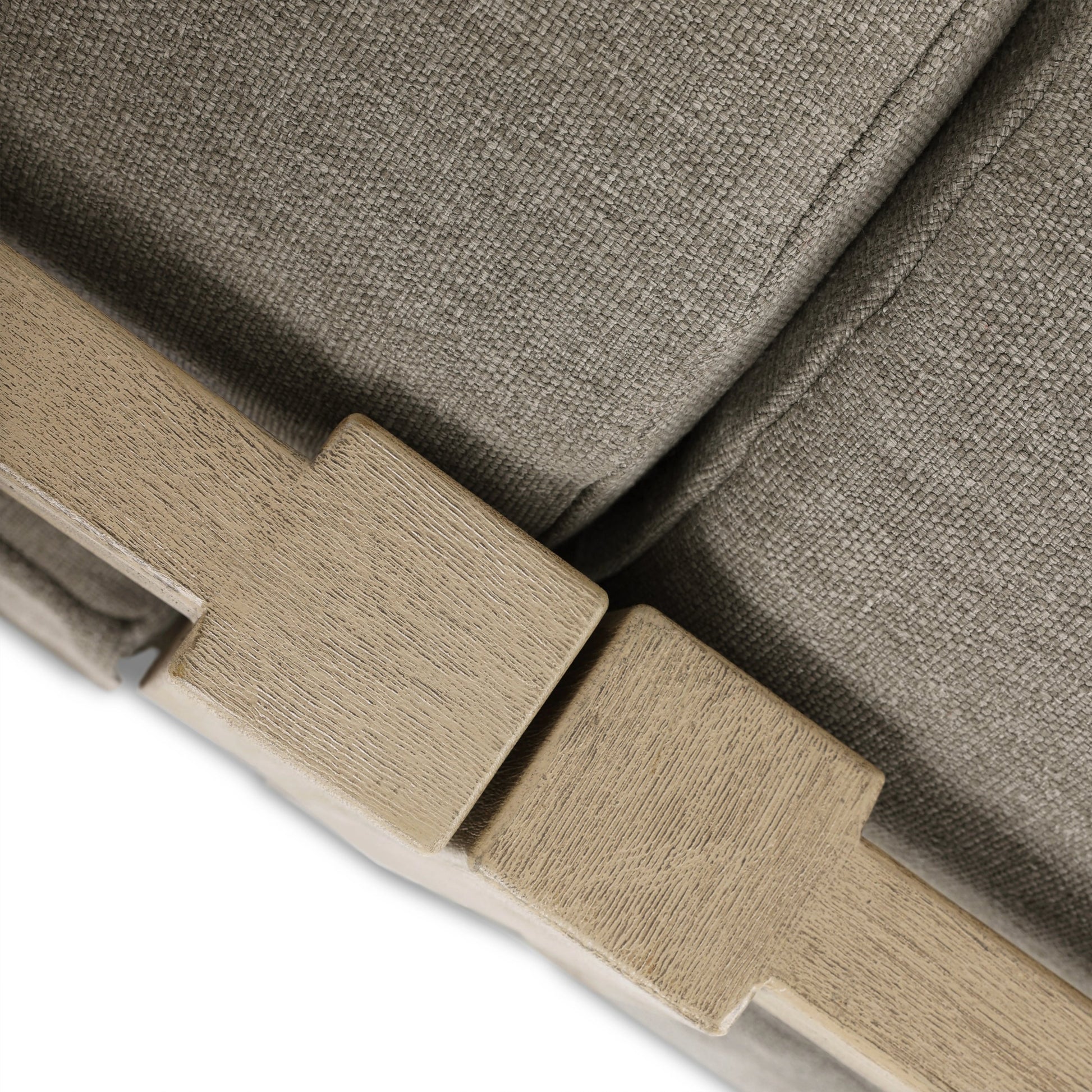Laskin Outdoor 3-Piece Sectional by Four Hands in alessi fawn and washed brown. Made from 100% polypropylene, solid fsc®-certified teak, 91% polyurethane foam pad, 9% polyester fiber batting in a modern style.