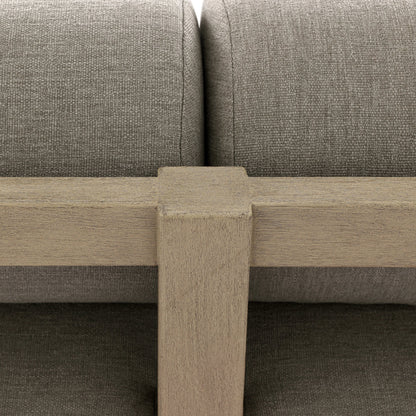 Laskin Outdoor 3-Piece Sectional by Four Hands in alessi fawn and washed brown. Made from 100% polypropylene, solid fsc®-certified teak, 91% polyurethane foam pad, 9% polyester fiber batting in a modern style.