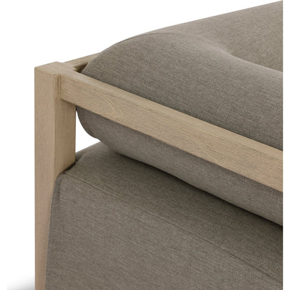 Laskin Outdoor 3-Piece Sectional by Four Hands in alessi fawn and washed brown. Made from 100% polypropylene, solid fsc®-certified teak, 91% polyurethane foam pad, 9% polyester fiber batting in a modern style.