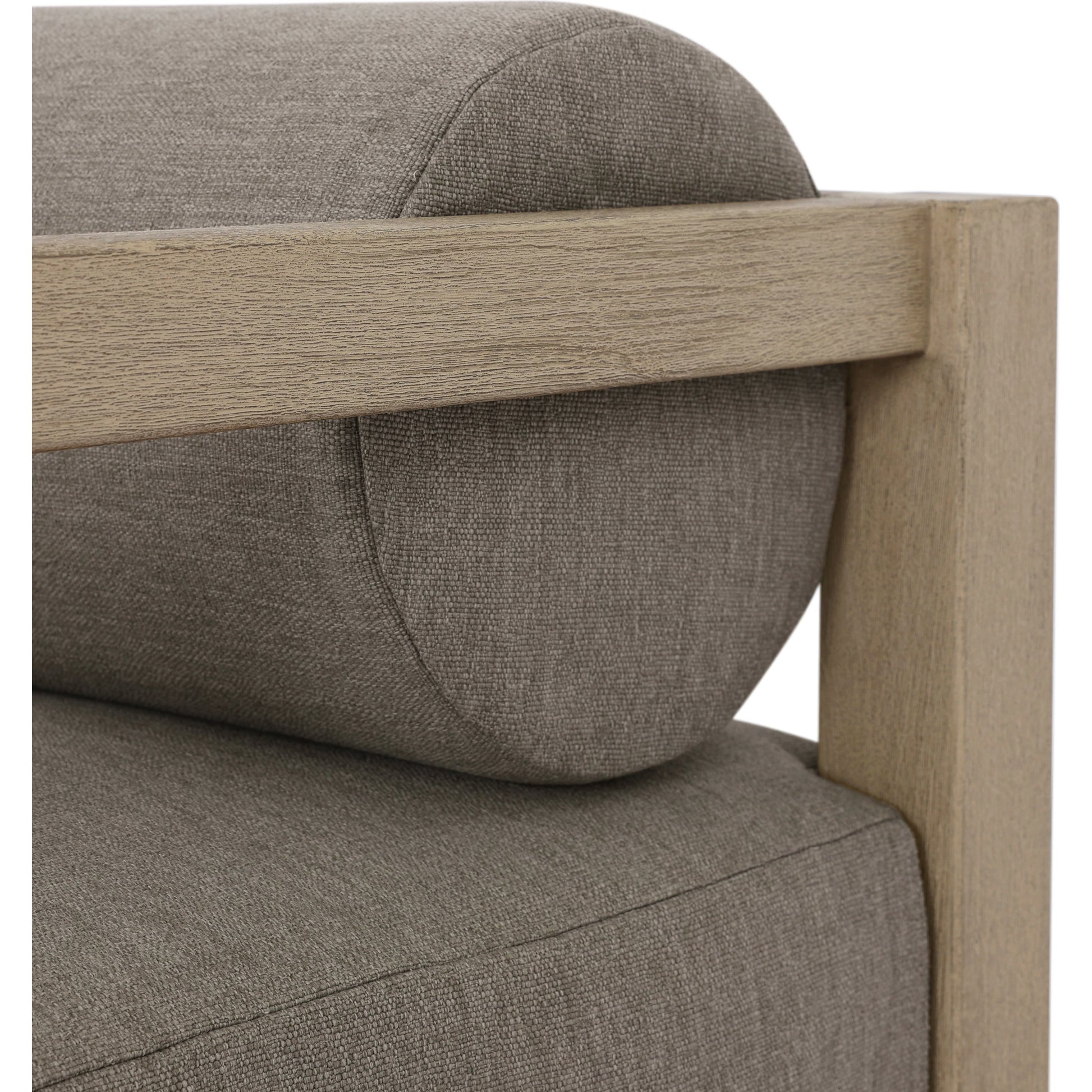 Laskin Outdoor 3-Piece Sectional by Four Hands in alessi fawn and washed brown. Made from 100% polypropylene, solid fsc®-certified teak, 91% polyurethane foam pad, 9% polyester fiber batting in a modern style.
