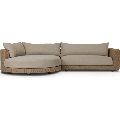 Sylvan Outdoor 2-Piece Chaise Sectional by Four Hands in casa cream, dove taupe, faux hyacinth. Made from 100% olefin, aluminum, 100% polyethylene in a modern style.