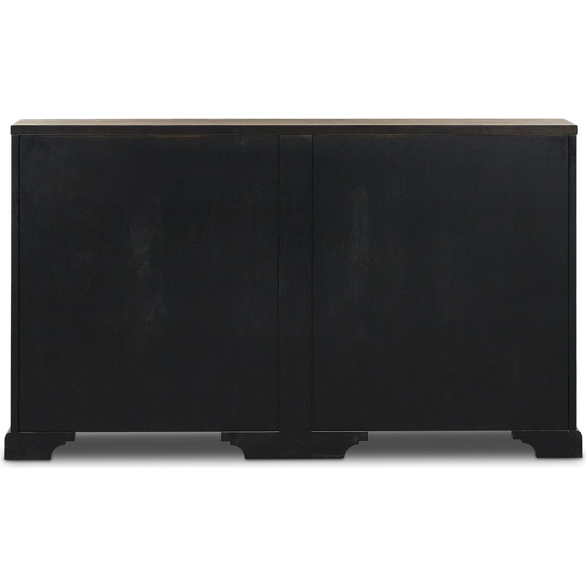 The Humptulips River Moonshine Cabinet by Four Hands in distressed burnt black. Made from pine veneer, solid pine in a modern style.