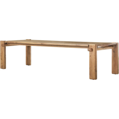 Marcia Dining Table by Four Hands in natural reclaimed french oak. Made from solid reclaimed oak in a modern style.