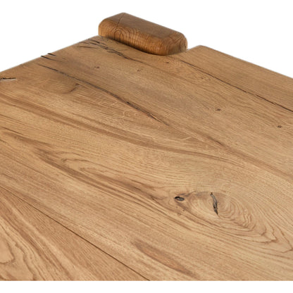 Marcia Dining Table by Four Hands in natural reclaimed french oak. Made from solid reclaimed oak in a modern style.