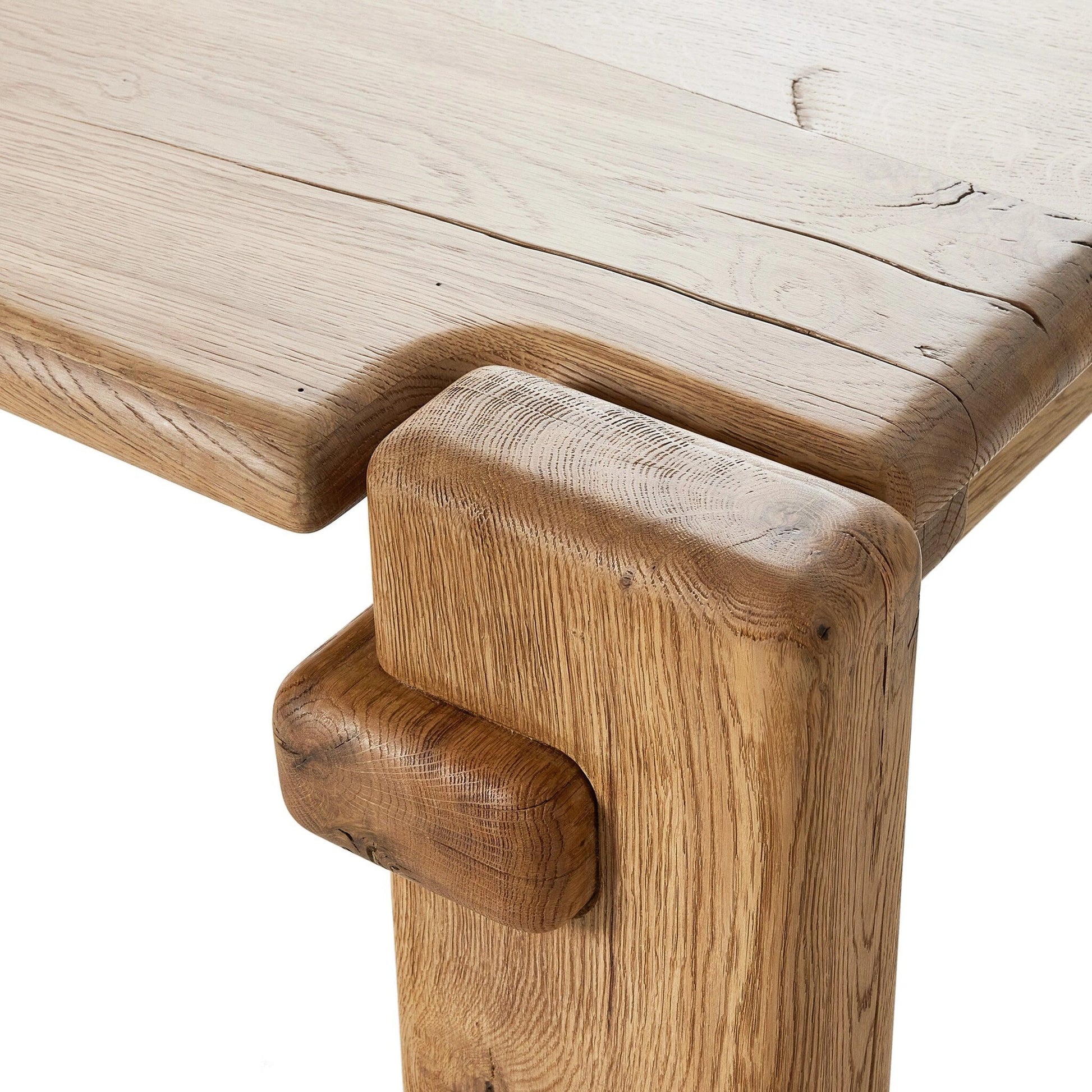Marcia Dining Table by Four Hands in natural reclaimed french oak. Made from solid reclaimed oak in a modern style.