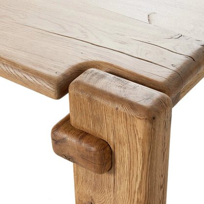 Marcia Dining Table by Four Hands in natural reclaimed french oak. Made from solid reclaimed oak in a modern style.