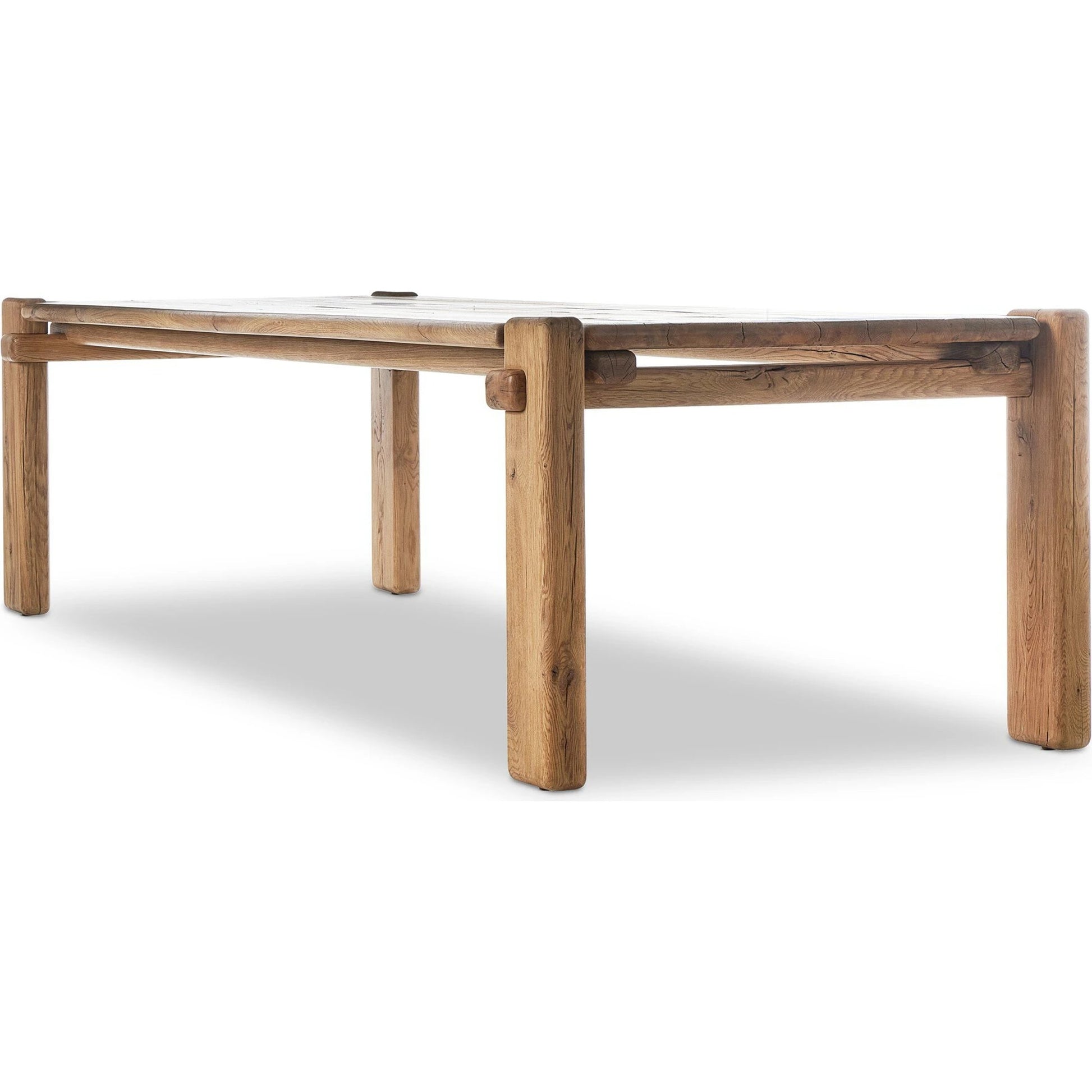 Marcia Dining Table by Four Hands in natural reclaimed french oak. Made from solid reclaimed oak in a modern style.
