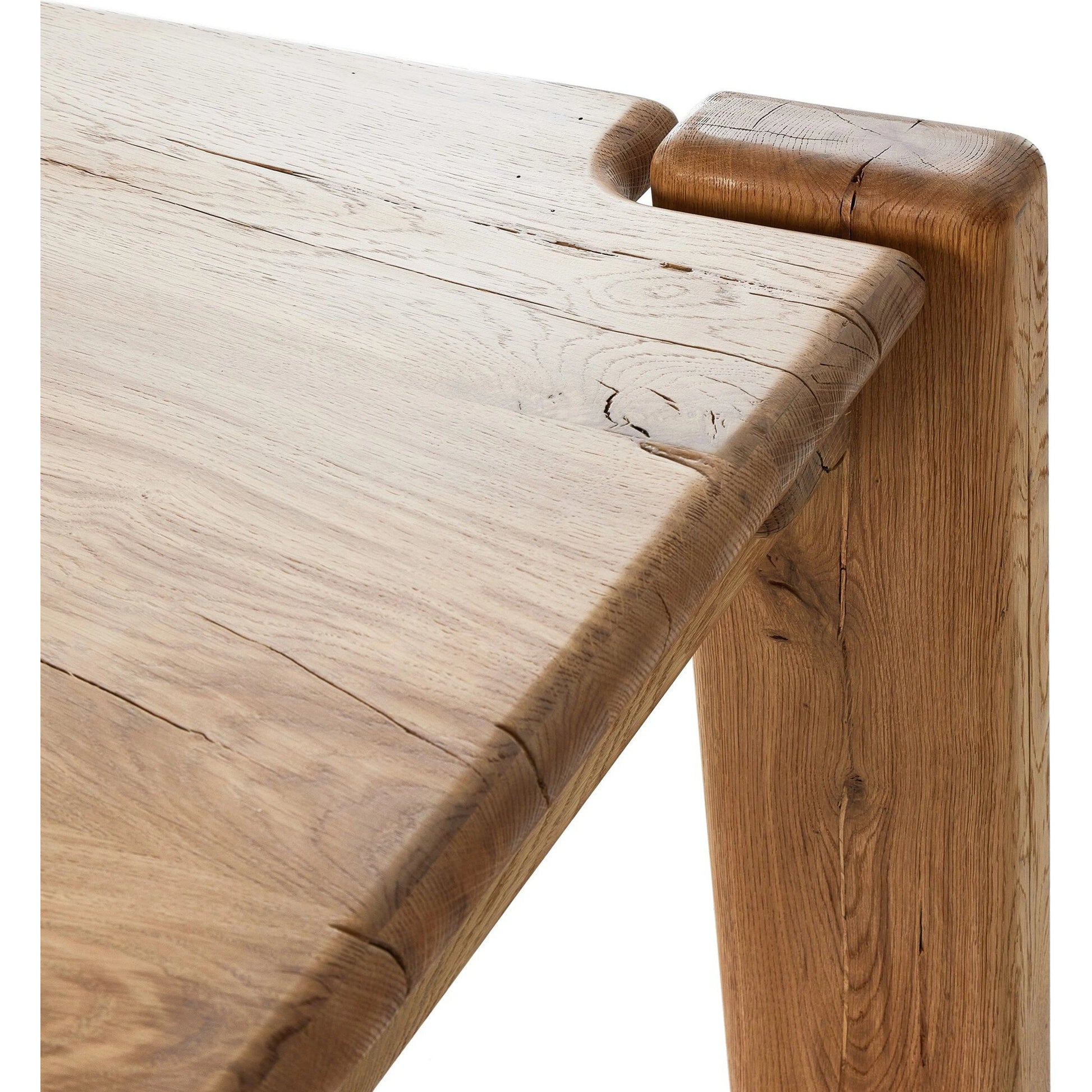Marcia Dining Table by Four Hands in natural reclaimed french oak. Made from solid reclaimed oak in a modern style.