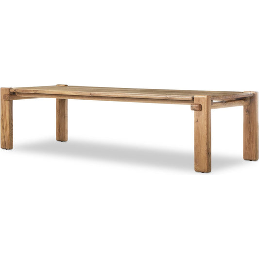 Marcia Dining Table by Four Hands in natural reclaimed french oak. Made from solid reclaimed oak in a modern style.
