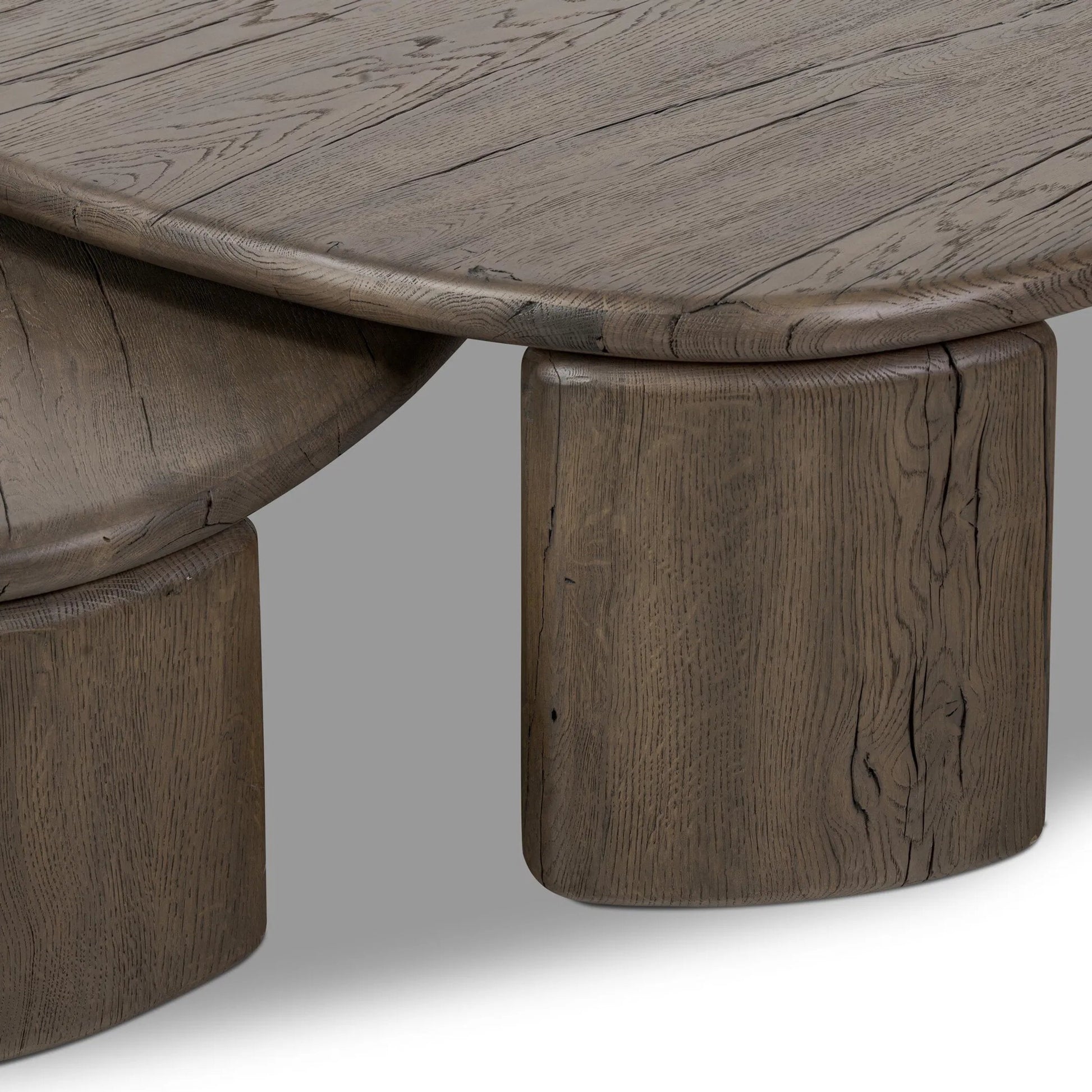 Falco Nesting Tables by Four Hands in grey reclaimed french oak. Made from solid reclaimed oak in a traditional style.