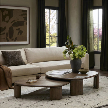 Falco Nesting Tables by Four Hands in grey reclaimed french oak. Made from solid reclaimed oak in a traditional style.