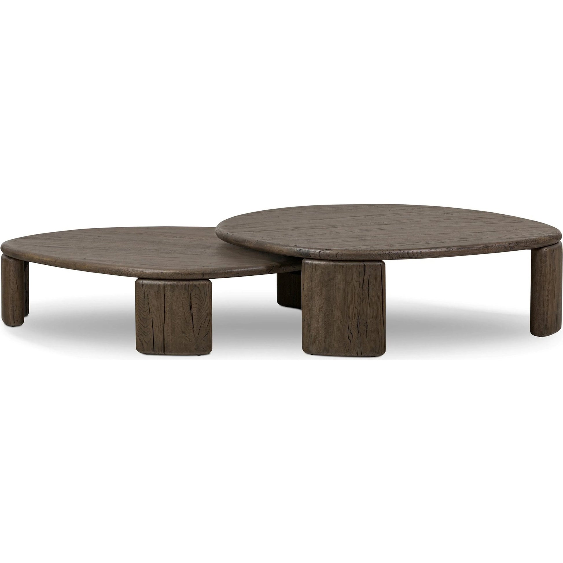 Falco Nesting Tables by Four Hands in grey reclaimed french oak. Made from solid reclaimed oak in a traditional style.