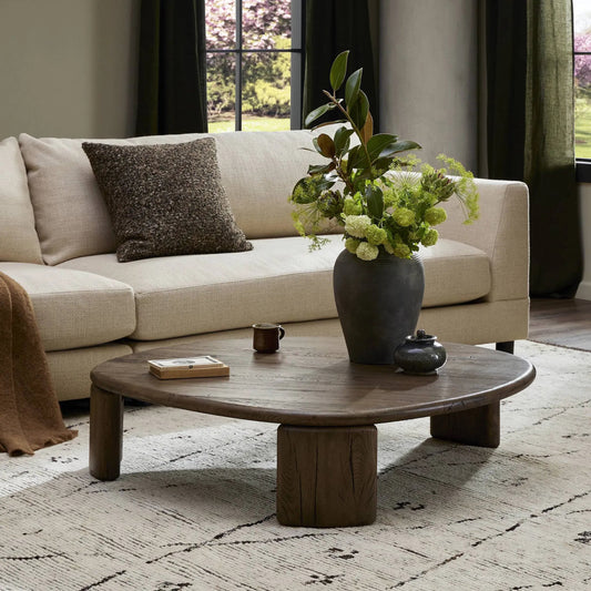 Falco Nesting Table by Four Hands in grey reclaimed french oak. Made from solid reclaimed oak in a unique style.