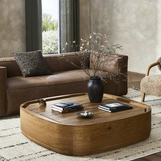 Leandro Coffee Table by Four Hands in natural reclaimed french oak, natural french oak solid. Made from solid reclaimed oak, solid oak in a unique style.