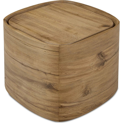 Leandro End Table by Four Hands in natural reclaimed french oak. Made from solid reclaimed oak in a unique style.