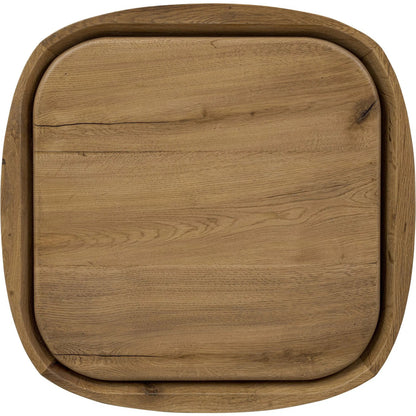 Leandro End Table by Four Hands in natural reclaimed french oak. Made from solid reclaimed oak in a unique style.