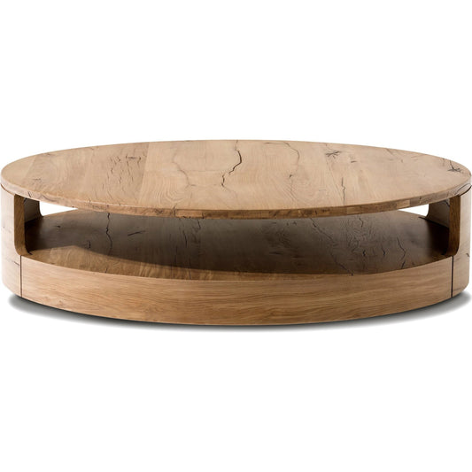 Matheus Coffee Table by Four Hands in natural reclaimed french oak. Made from solid reclaimed oak in a modern style.