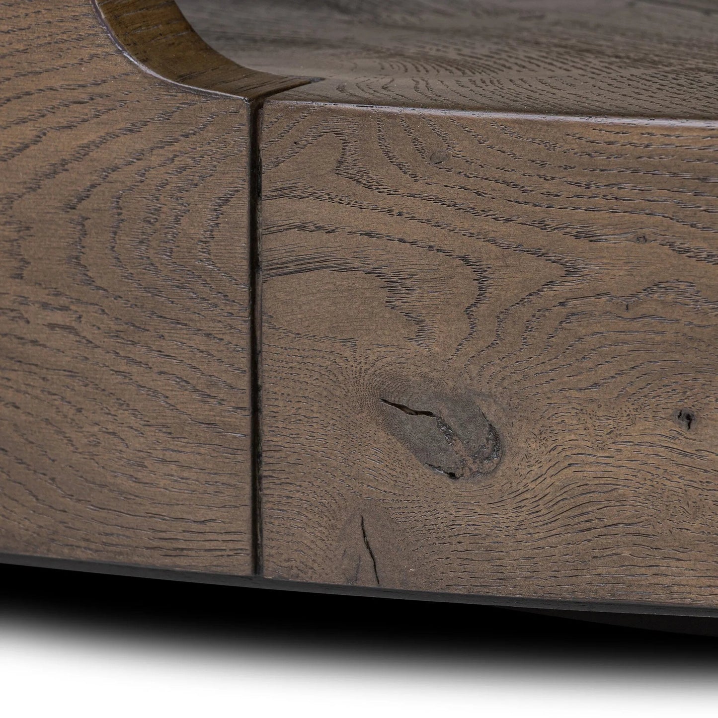 020 SI-2535225 | Closeup | Matheus Coffee Table by Four Hands in natural reclaimed french oak. Made from solid reclaimed oak in a modern style.