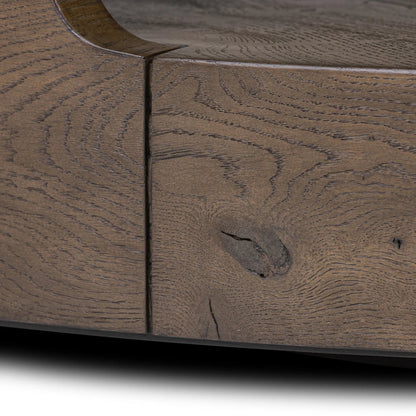 Matheus Coffee Table by Four Hands in natural reclaimed french oak. Made from solid reclaimed oak in a modern style.