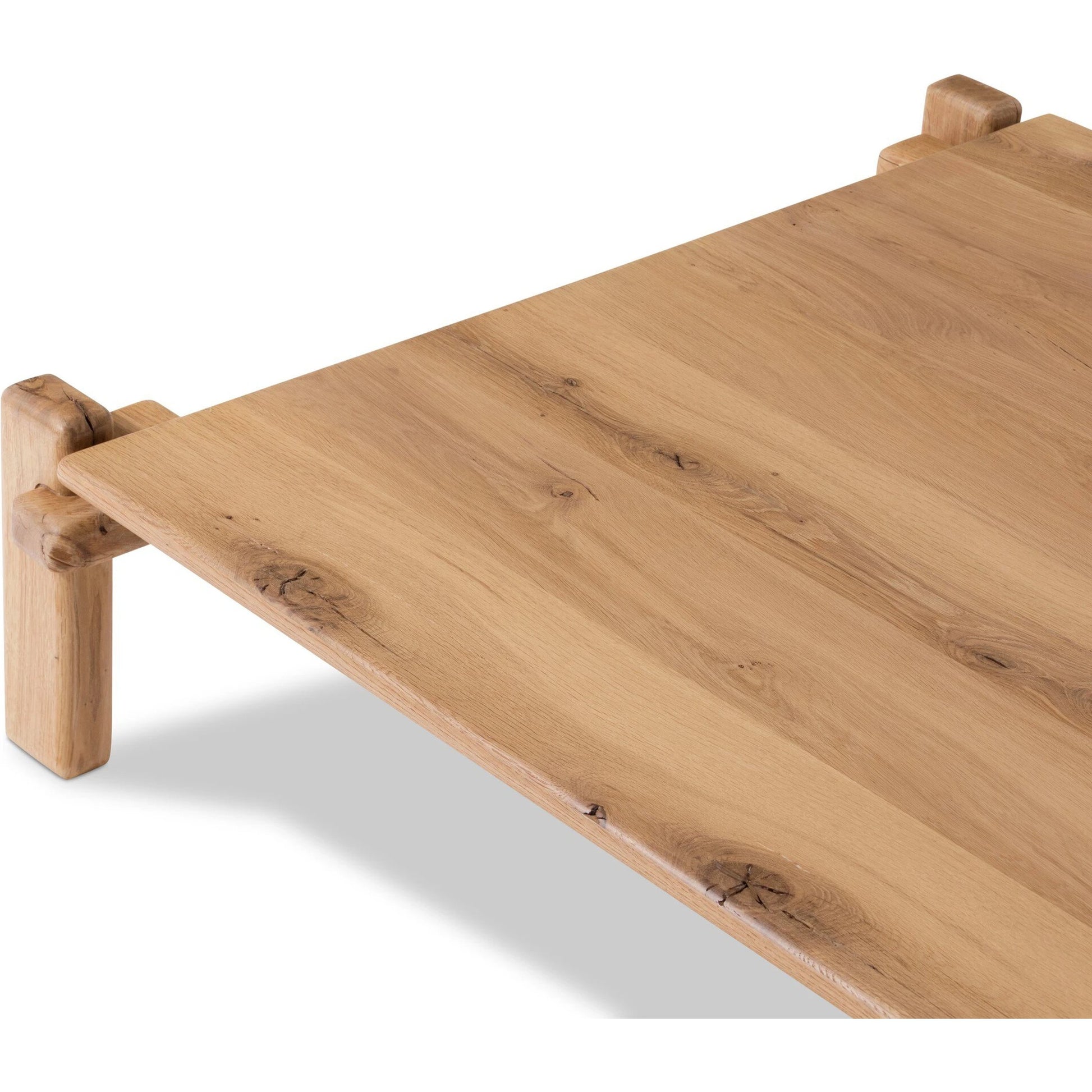 Marcia Square Coffee Table by Four Hands in natural reclaimed french oak. Made from solid reclaimed oak in a modern style.