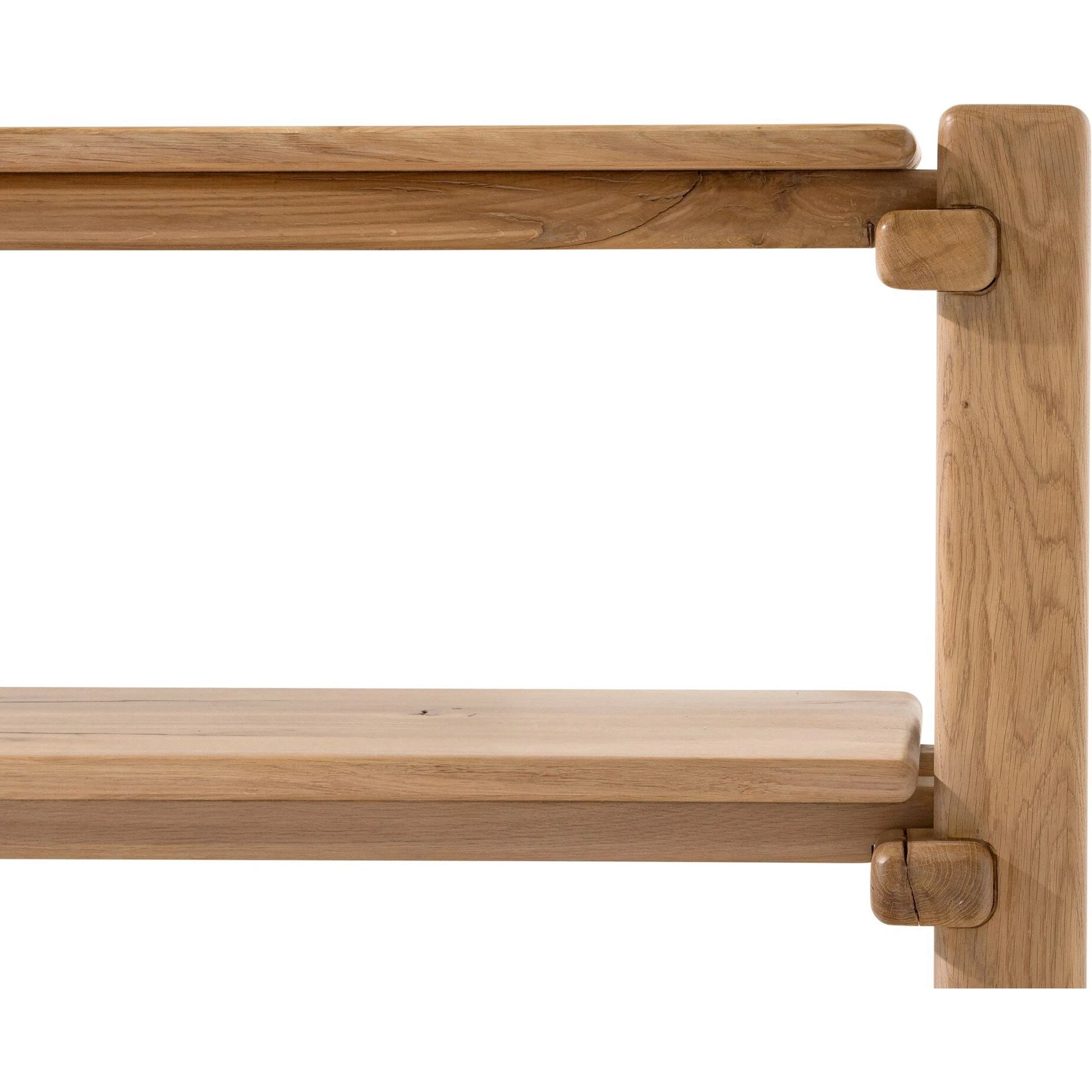 Marcia Low Console Table by Four Hands in natural reclaimed french oak. Made from solid reclaimed oak in a modern style.