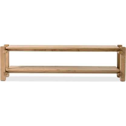 Marcia Low Console Table by Four Hands in natural reclaimed french oak. Made from solid reclaimed oak in a modern style.