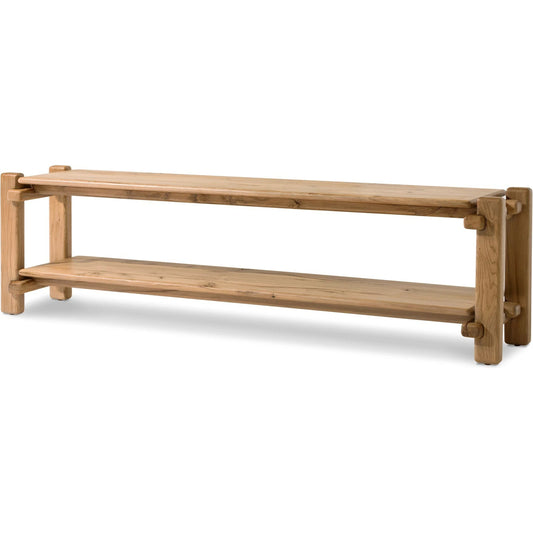 Marcia Low Console Table by Four Hands in natural reclaimed french oak. Made from solid reclaimed oak in a modern style.