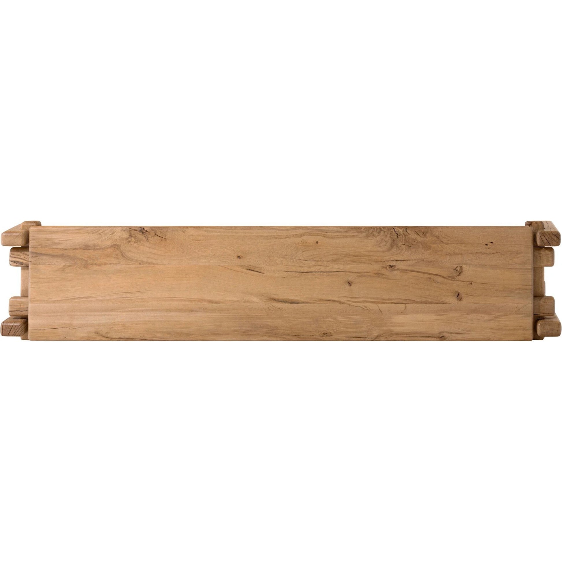 Marcia Low Console Table by Four Hands in natural reclaimed french oak. Made from solid reclaimed oak in a modern style.