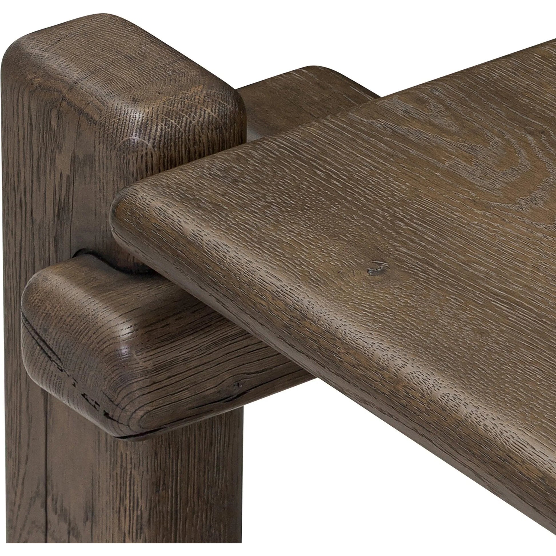 Marcia Low Console Table by Four Hands in natural reclaimed french oak. Made from solid reclaimed oak in a modern style.