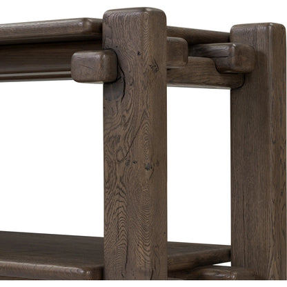 Marcia Low Console Table by Four Hands in natural reclaimed french oak. Made from solid reclaimed oak in a modern style.