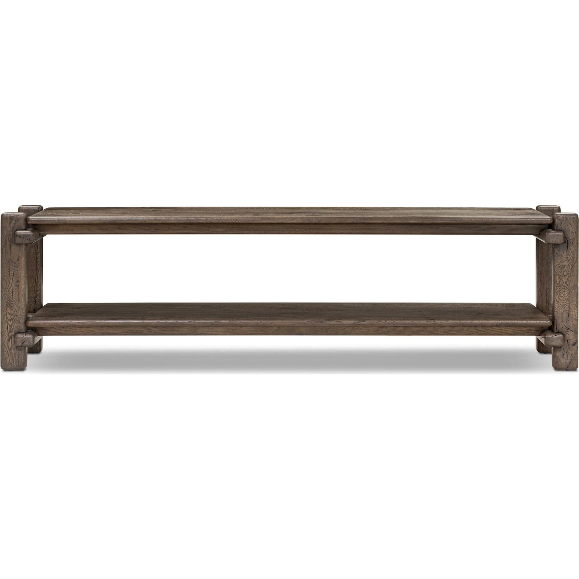 Marcia Low Console Table by Four Hands in natural reclaimed french oak. Made from solid reclaimed oak in a modern style.